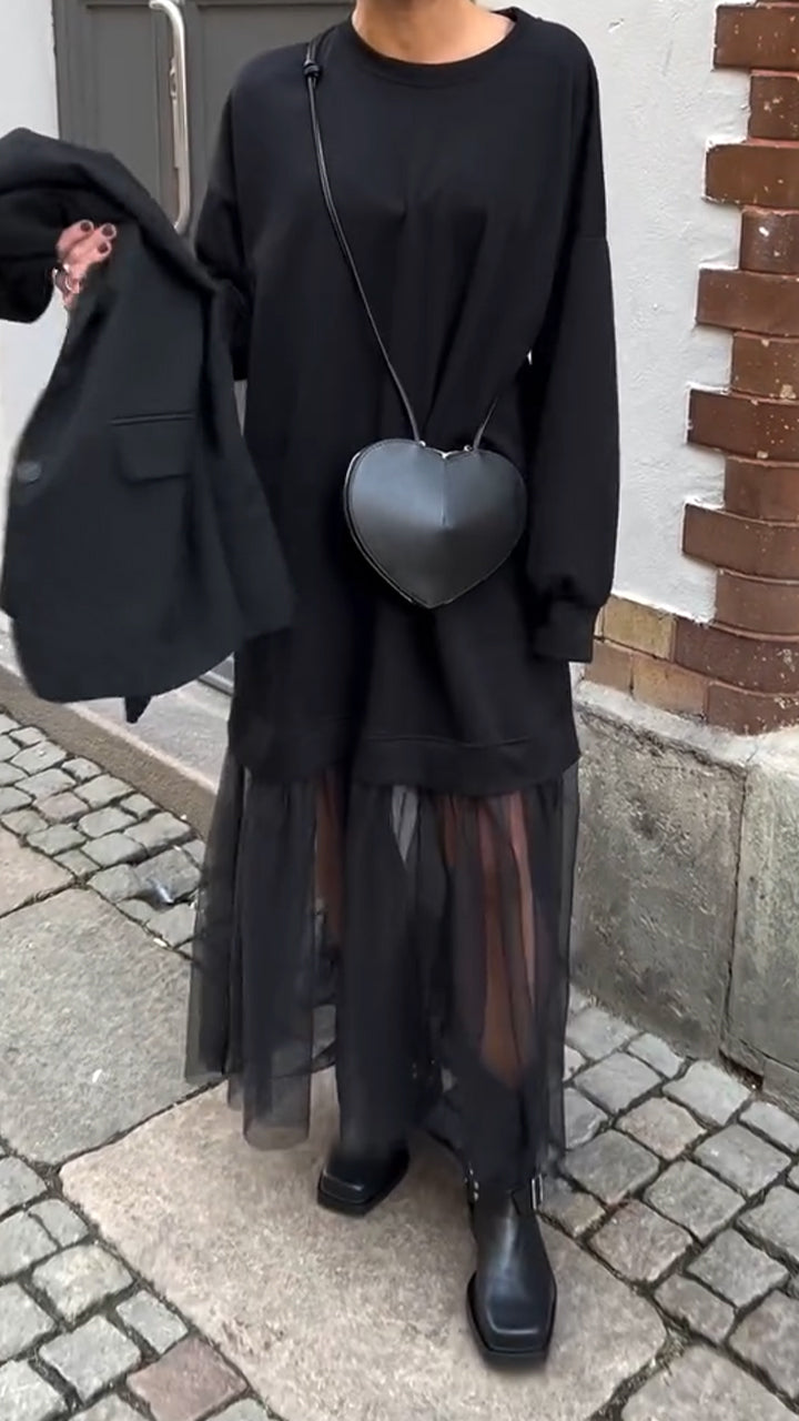 Women's Round Neck Lace Stitching Casual Dress