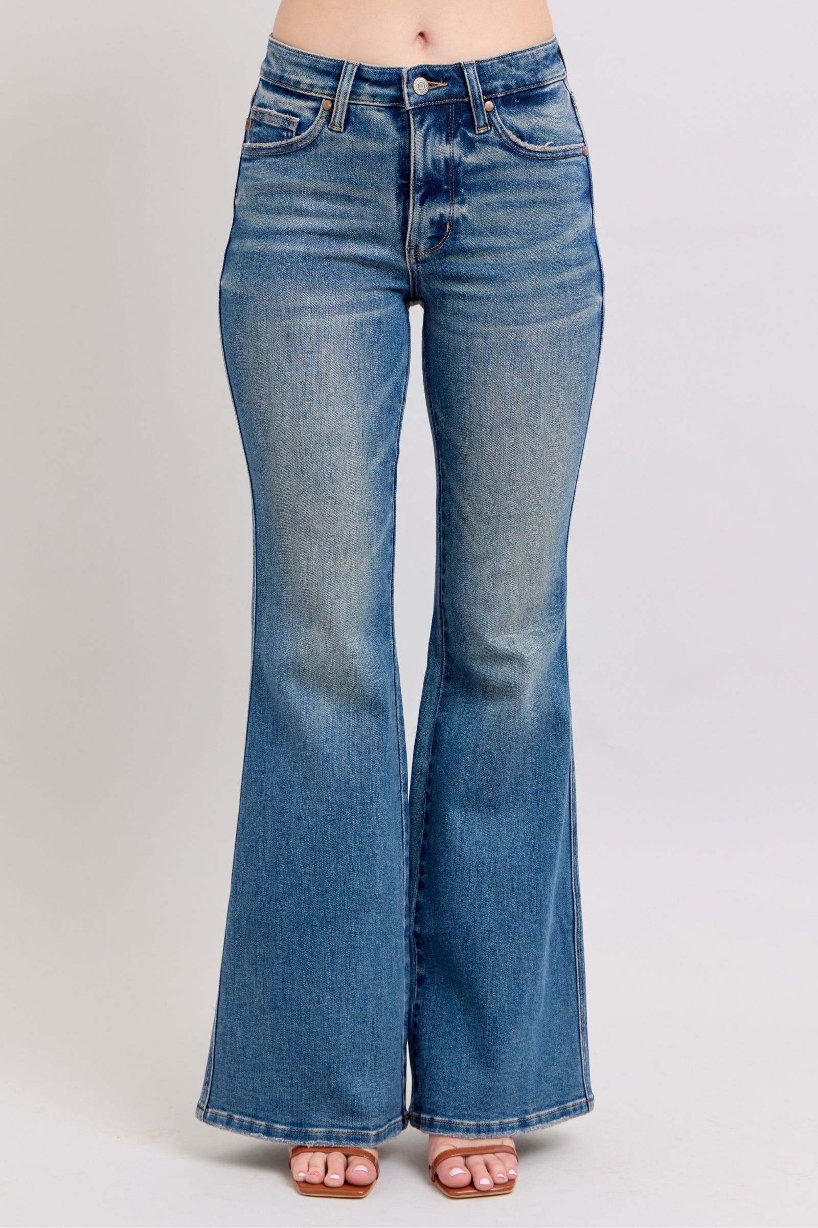Blue Full Size Tummy Control Vintage Wash Jeans