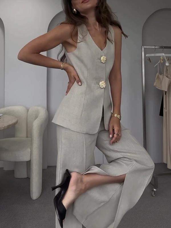 Women Casual Design Two-piece Pant Suit