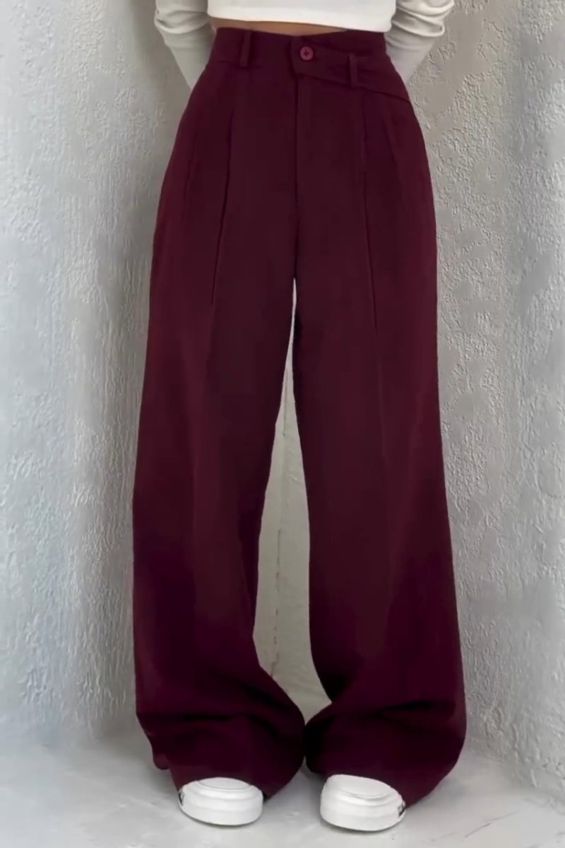 Women's Casual Asymmetric Waist commuting Wide Leg Pants