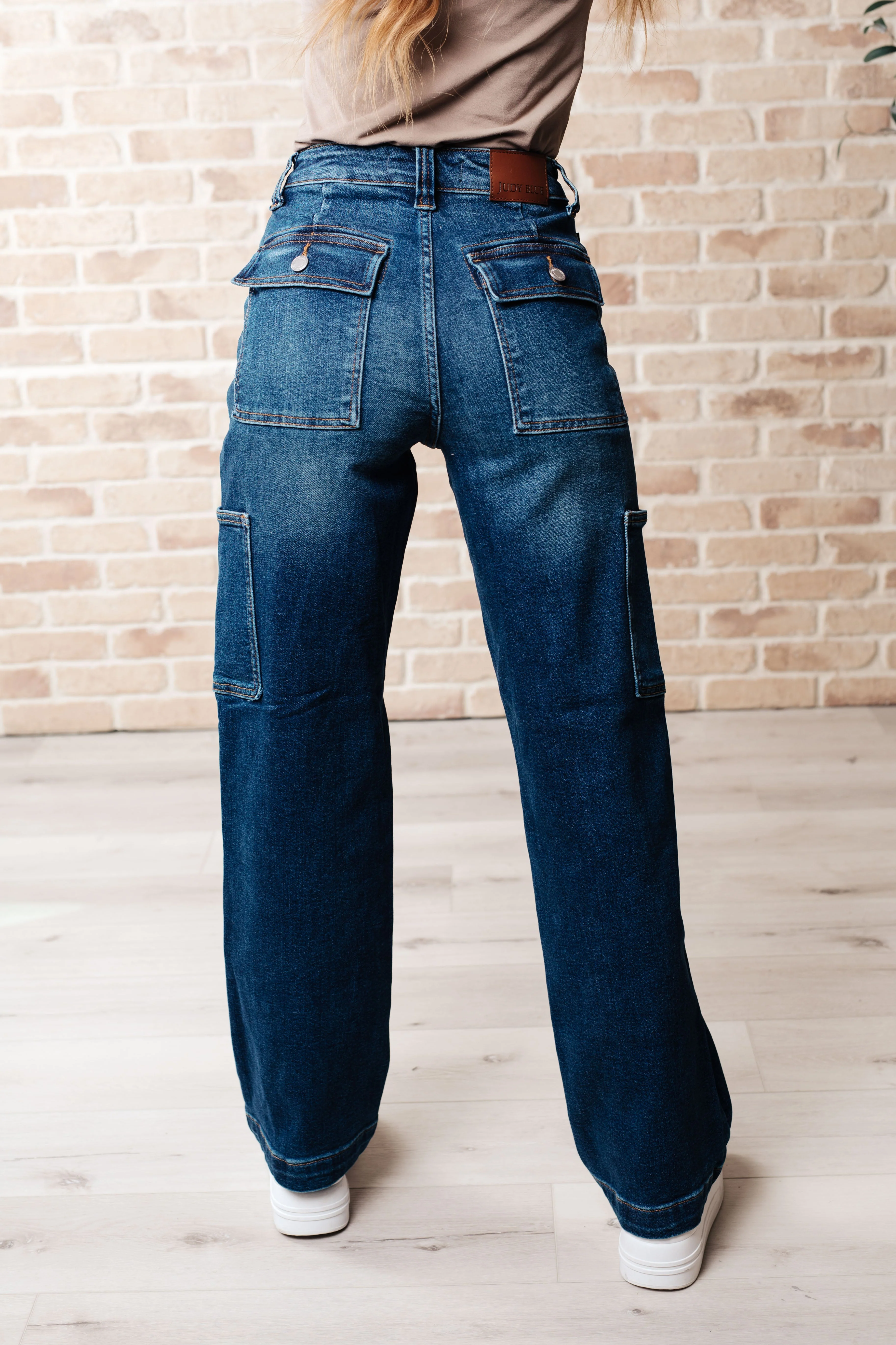 High Rise Cargo Straight Jeans
