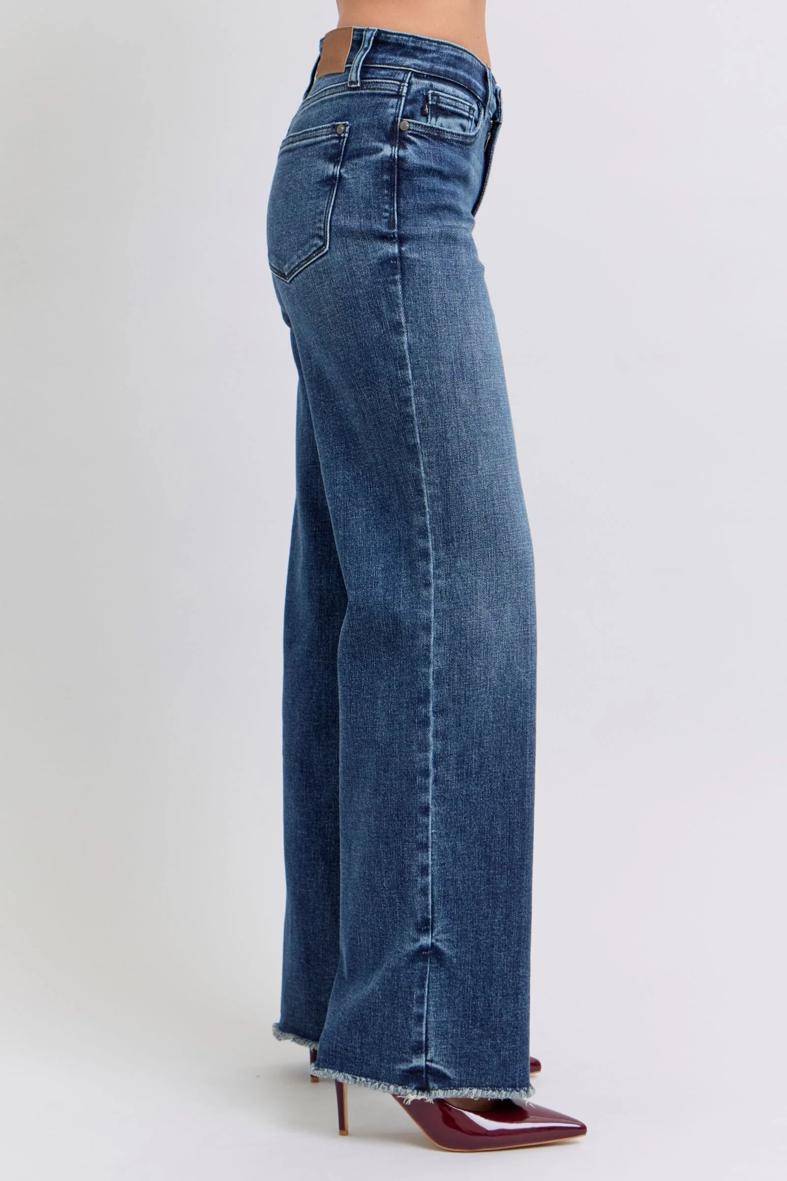 Blue Full Size Raw Hem Mid Rise Jeans