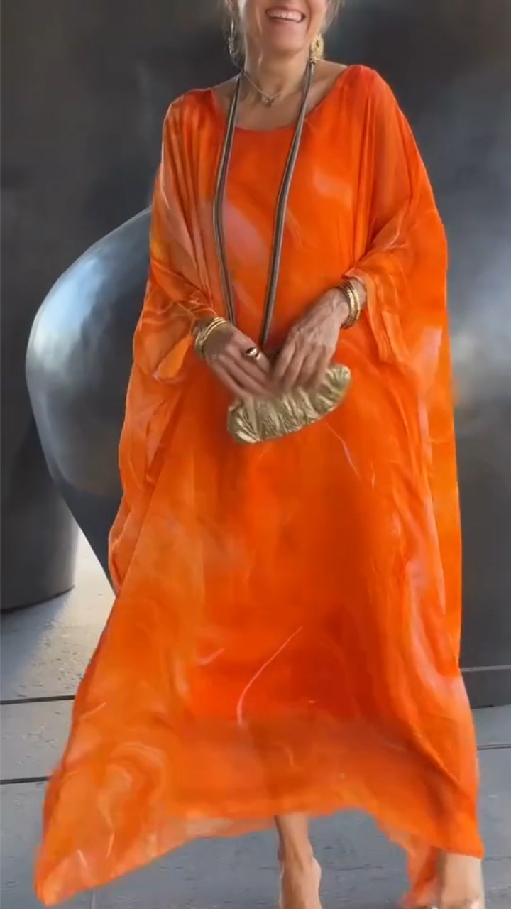 Women's Round Neck Loose Printed Dress