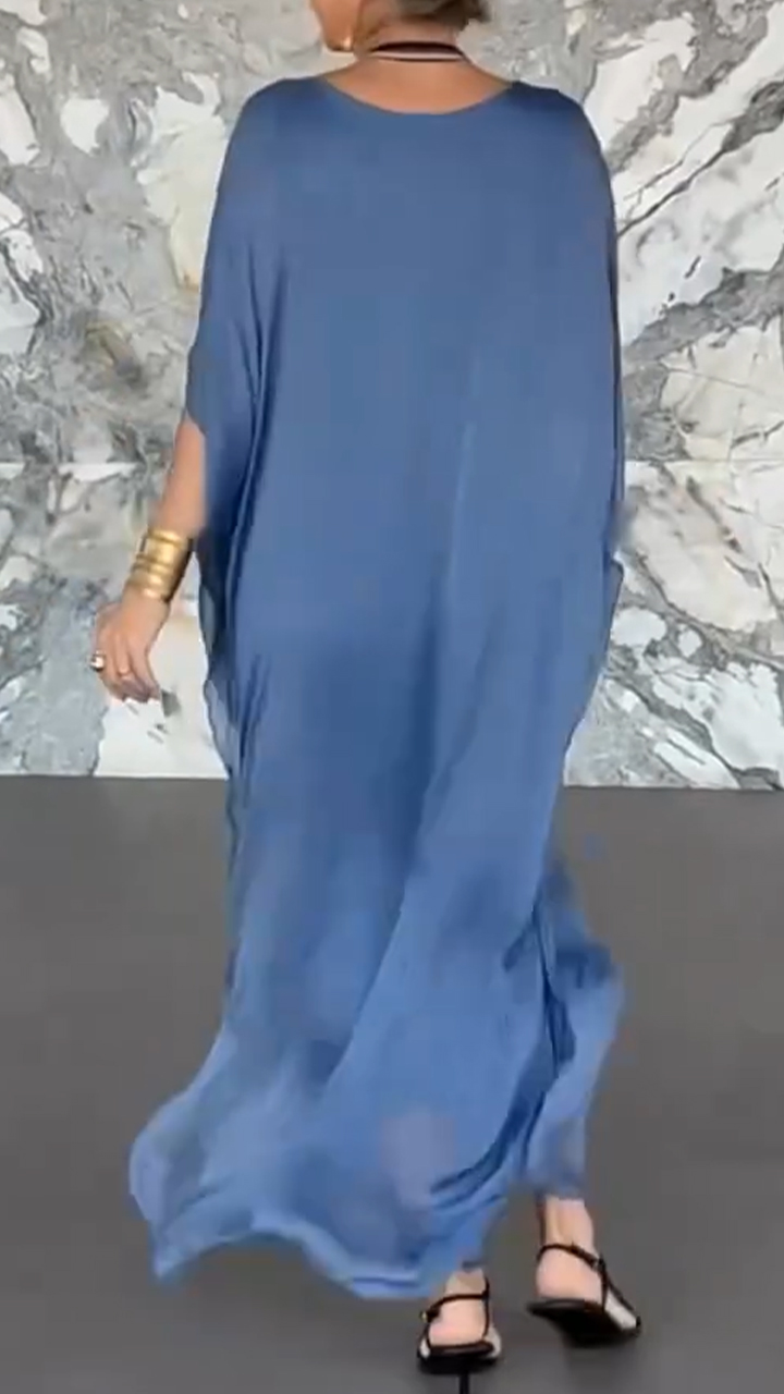 Women's V-neck Fake Two-piece Loose Casual Dress