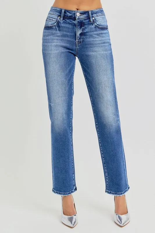 Mid Rise Ankle Tapered Jeans