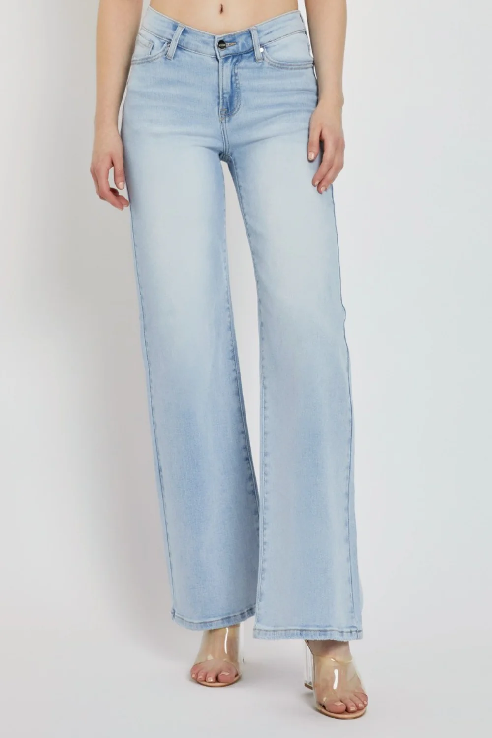 Full Size Wide Leg V Dipped Front Waist Jeans