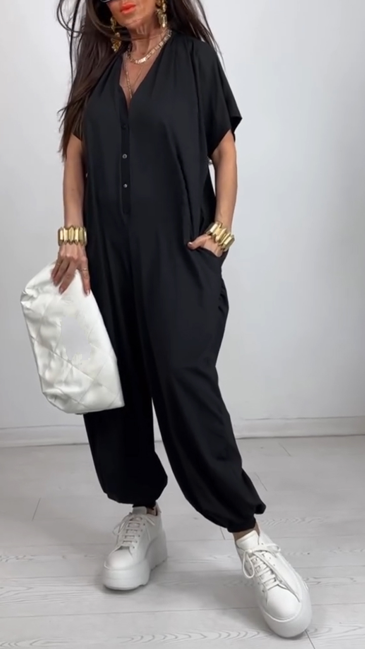 Women's V-neck Loose Casual Jumpsuit