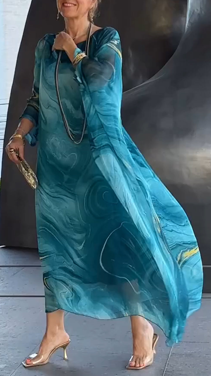 Women's Round Neck Loose Printed Dress