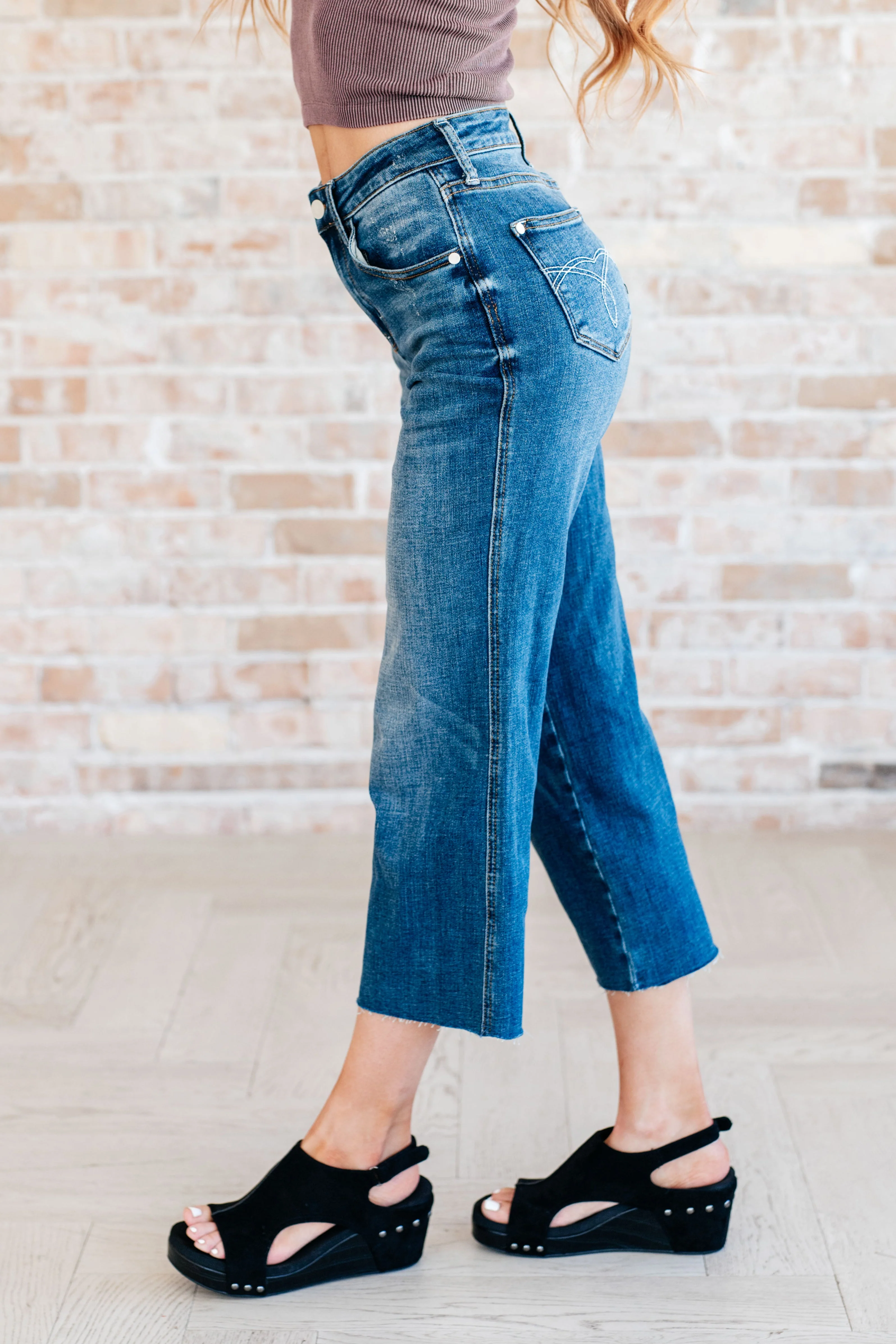 High Rise Wide Leg Crop Jeans