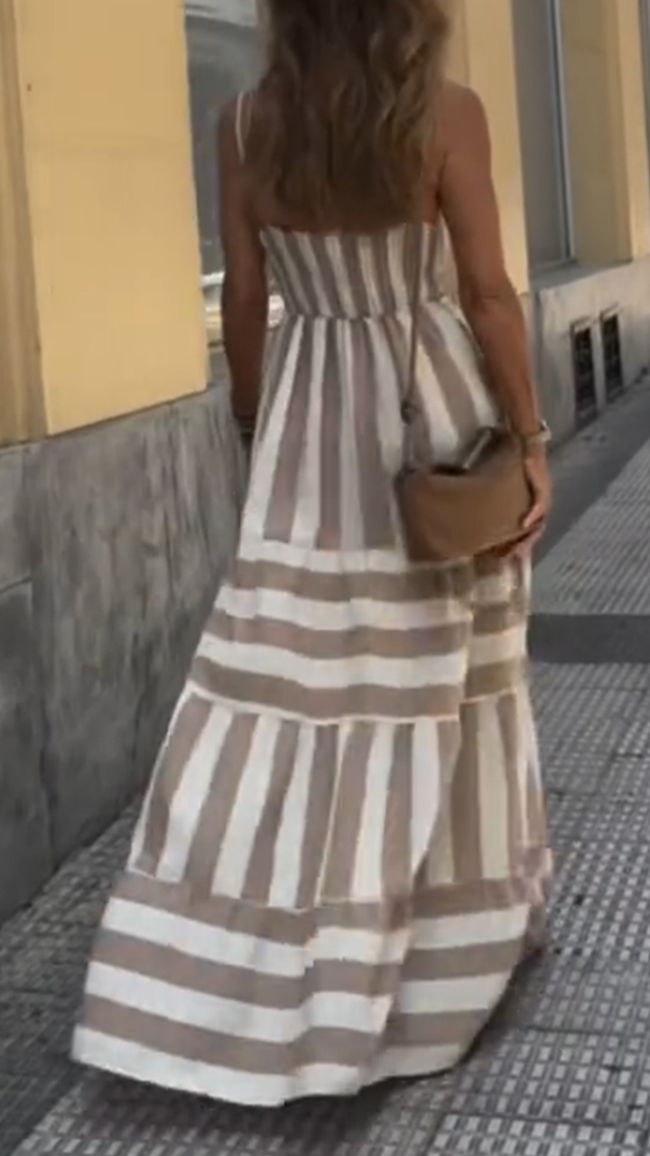 Women's Suspender Striped Casual Dress