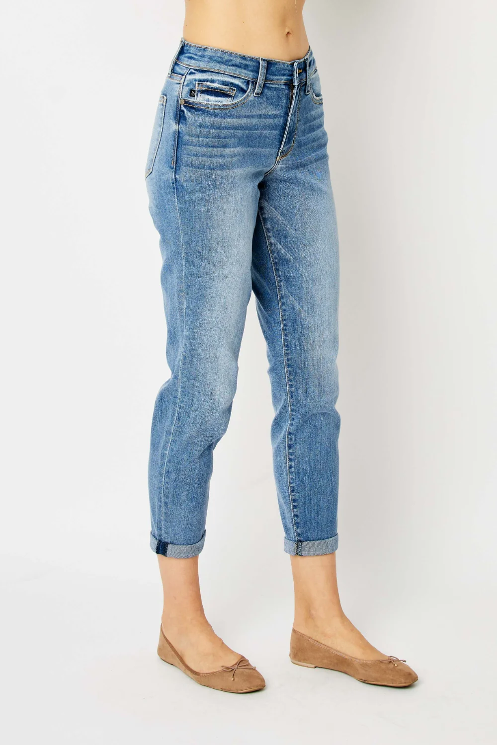 Blue Full Size Cuffed Hem Slim Jeans