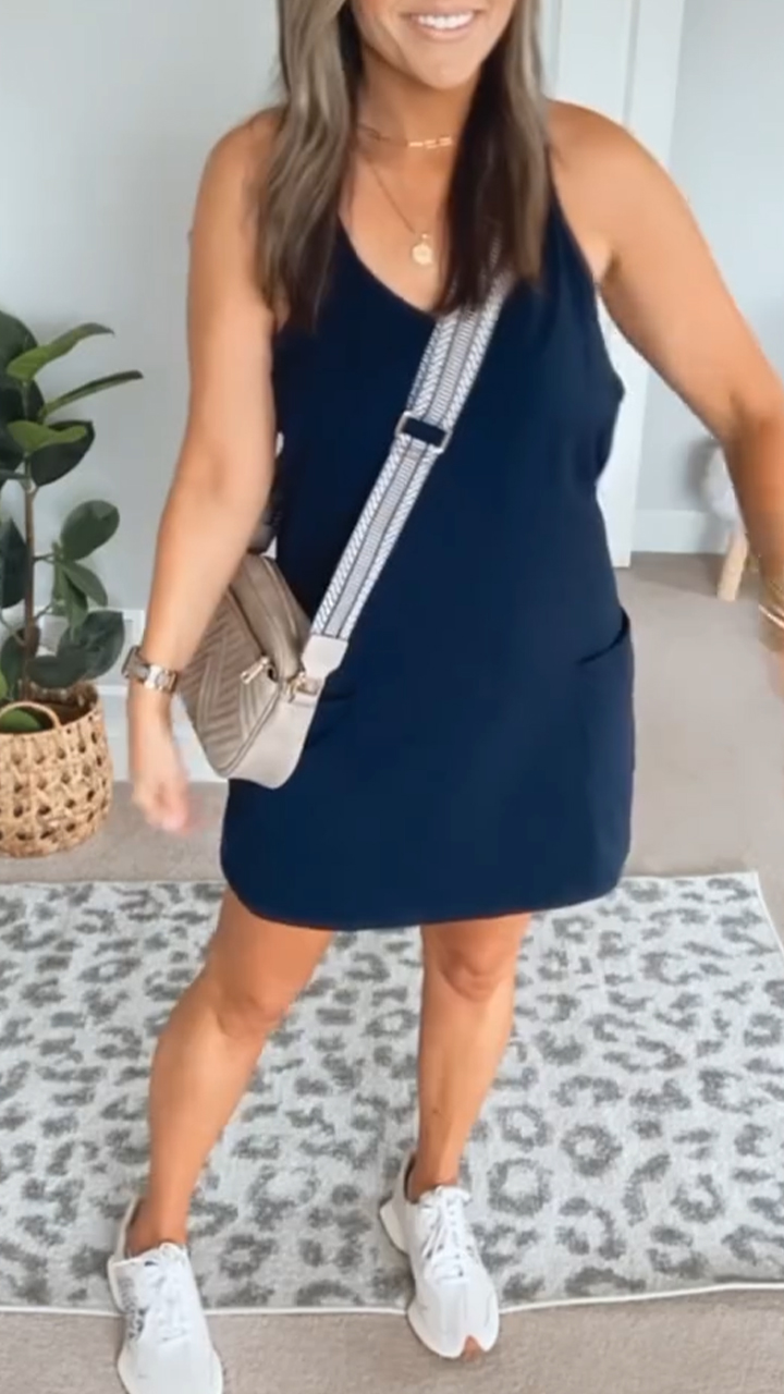 Women's U-neck Solid Color Hollow Out Casual Dress