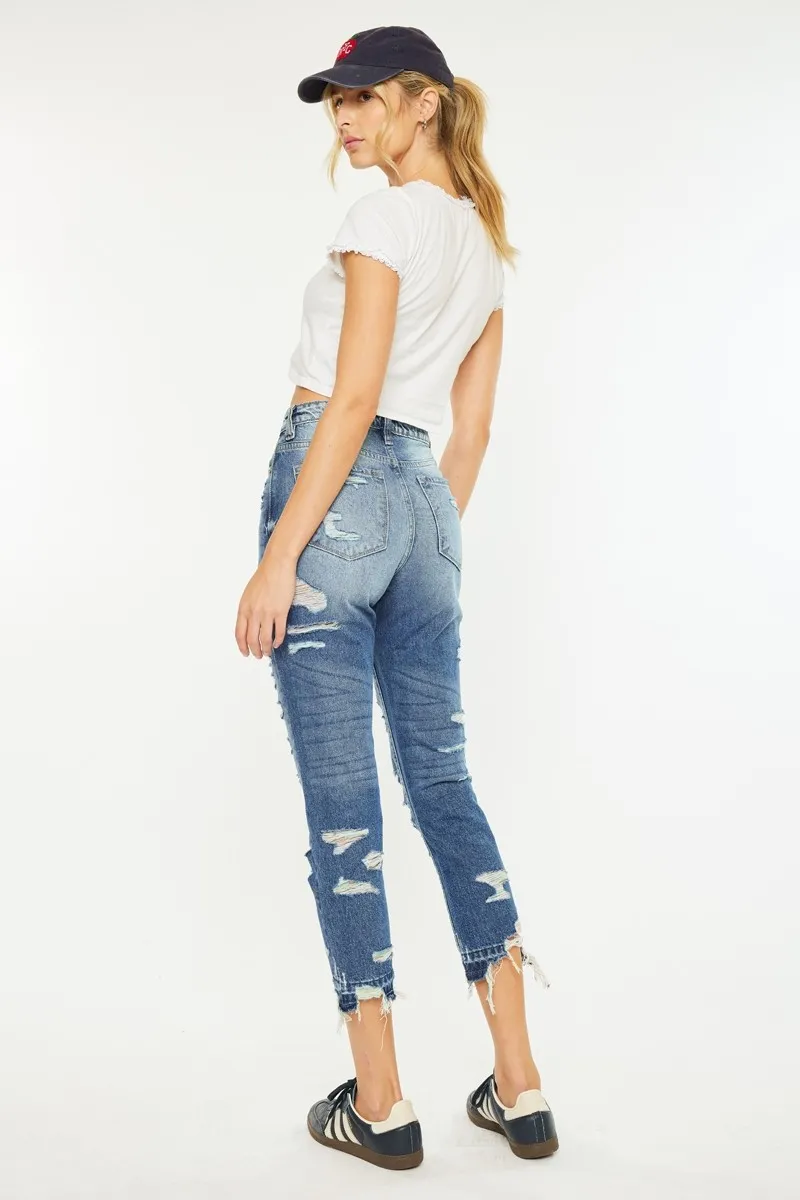 Distressed High Rise Skinny Jeans
