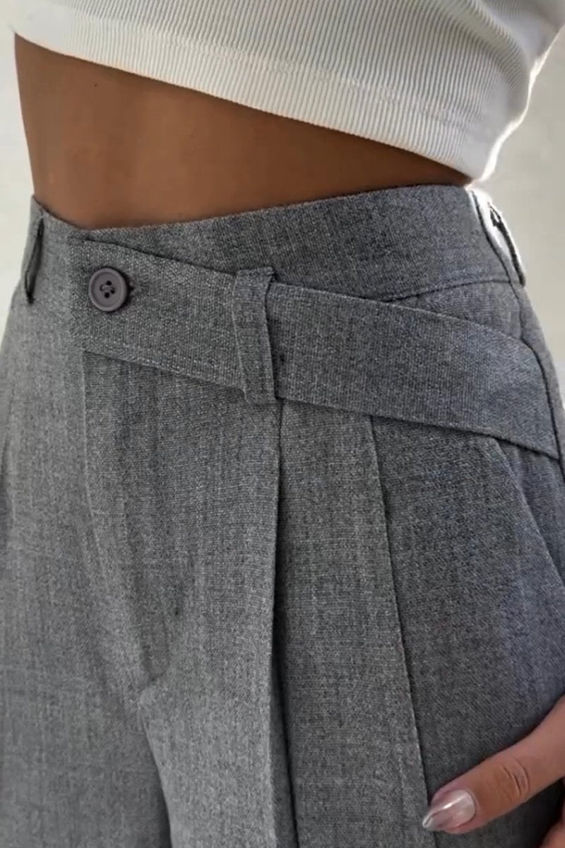 Women's Casual Asymmetric Waist commuting Wide Leg Pants