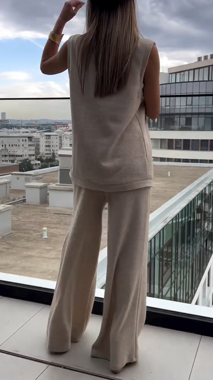 Women's High Collar Cotton Casual Suit