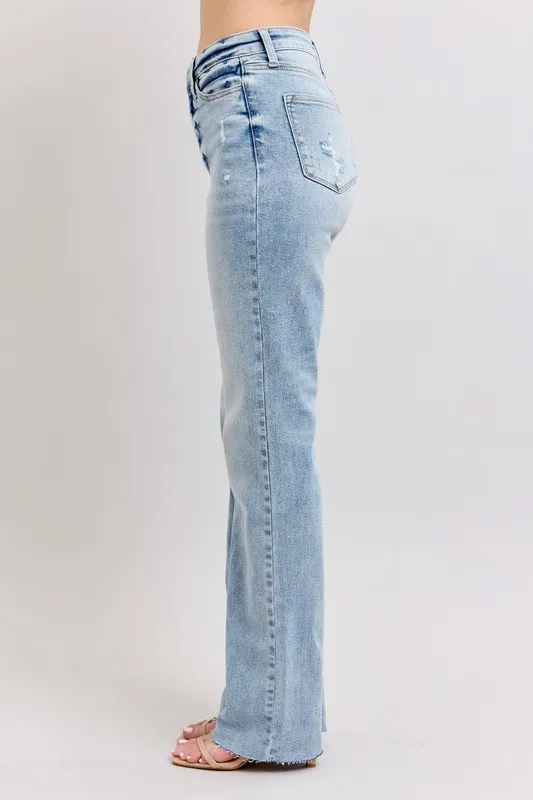 Blue Full Size Midi Rise Light Wash Dad Jeans Plus Size