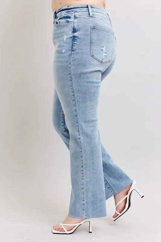 Blue Full Size Midi Rise Light Wash Dad Jeans Plus Size