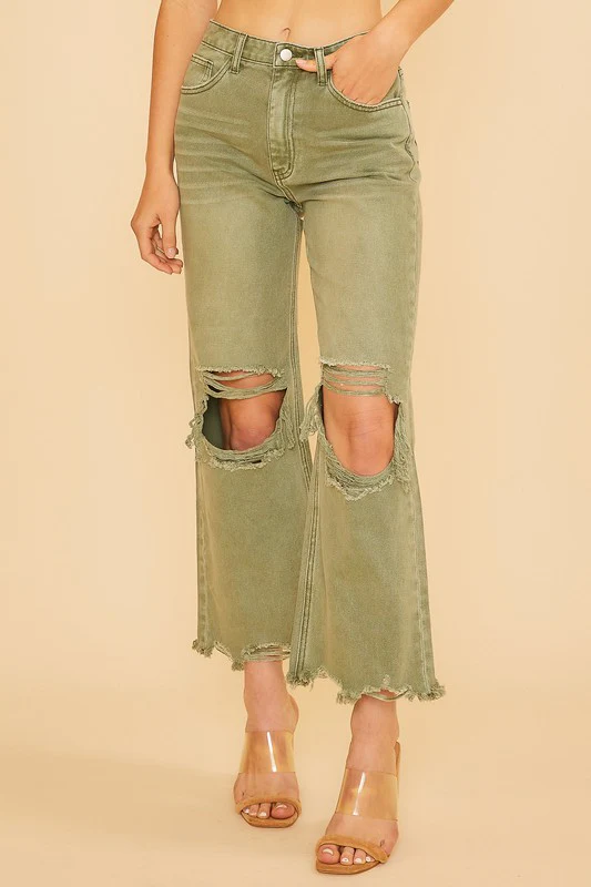 Wear Distressed Raw Hem Jeans
