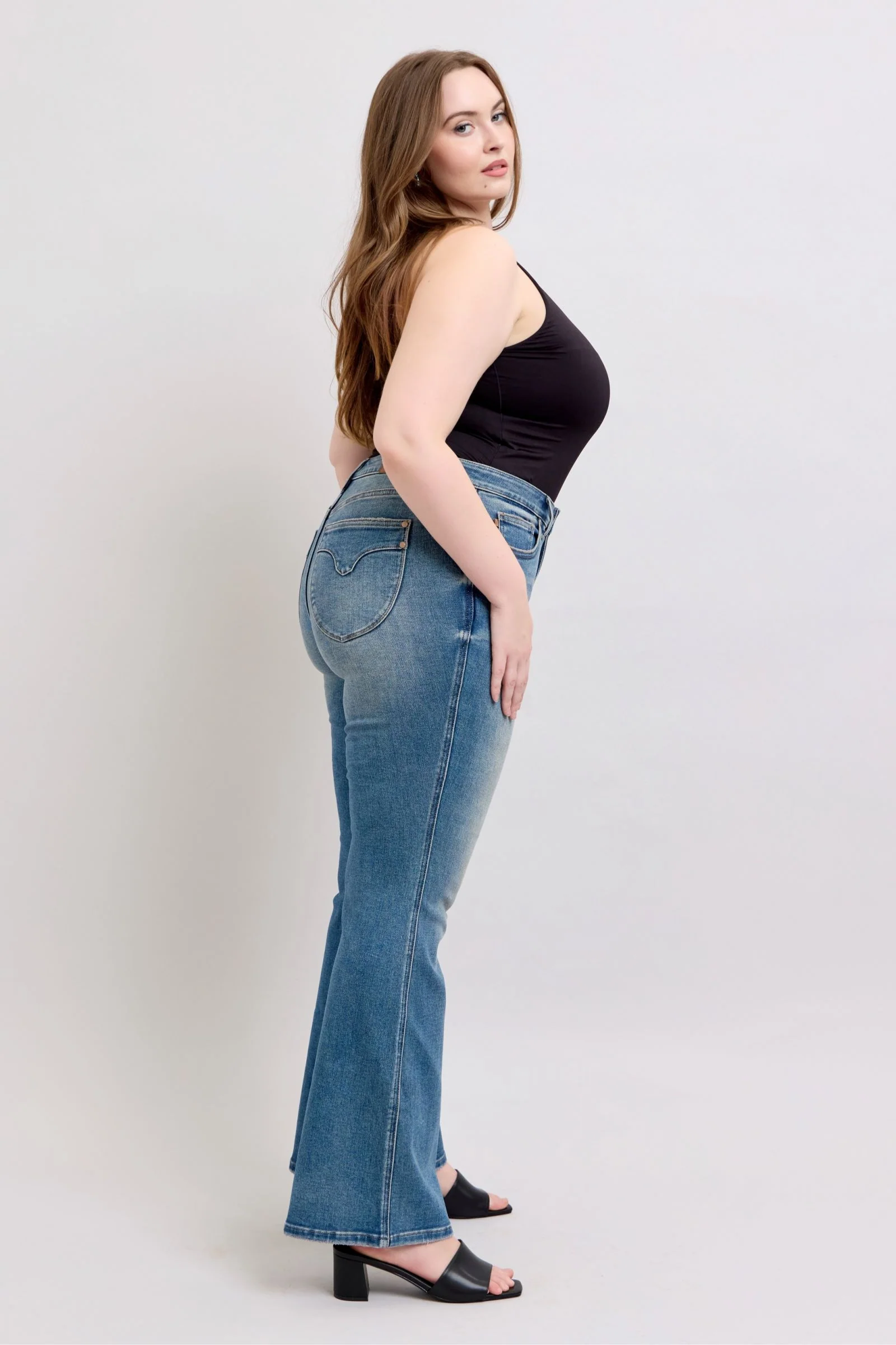 Blue Full Size Tummy Control Vintage Wash Jeans