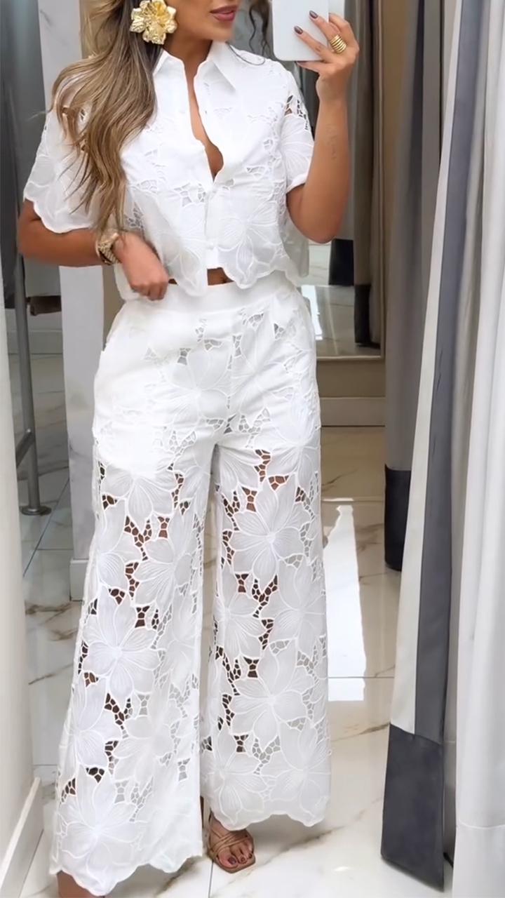 Women's Lapel Hollow Casual Suit