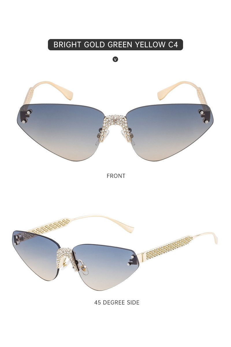 Women's Fashionable Frameless Sunglasses with Diamonds