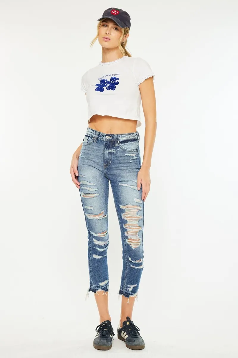 Distressed High Rise Skinny Jeans