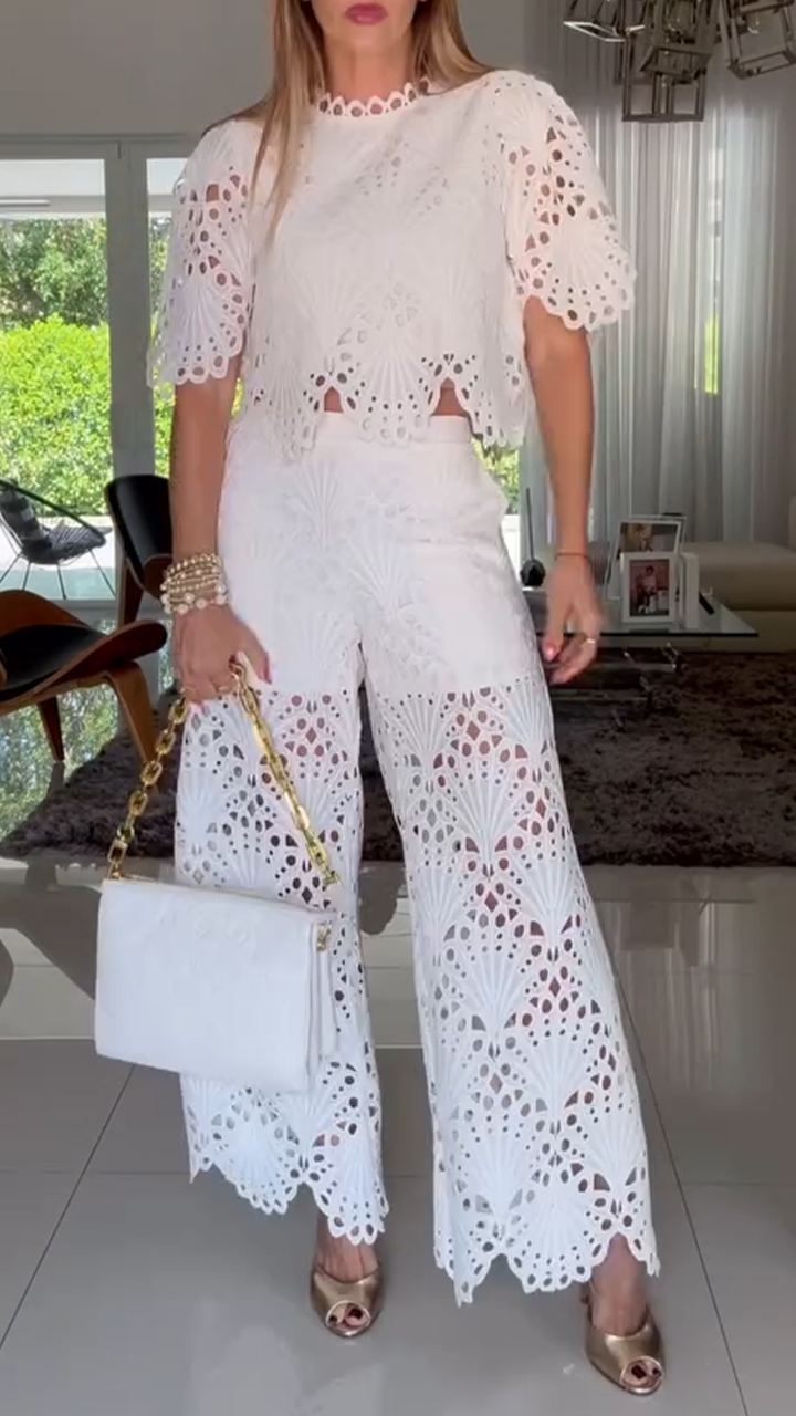 Women's Round Neck Hollow Leisure Holiday Suit