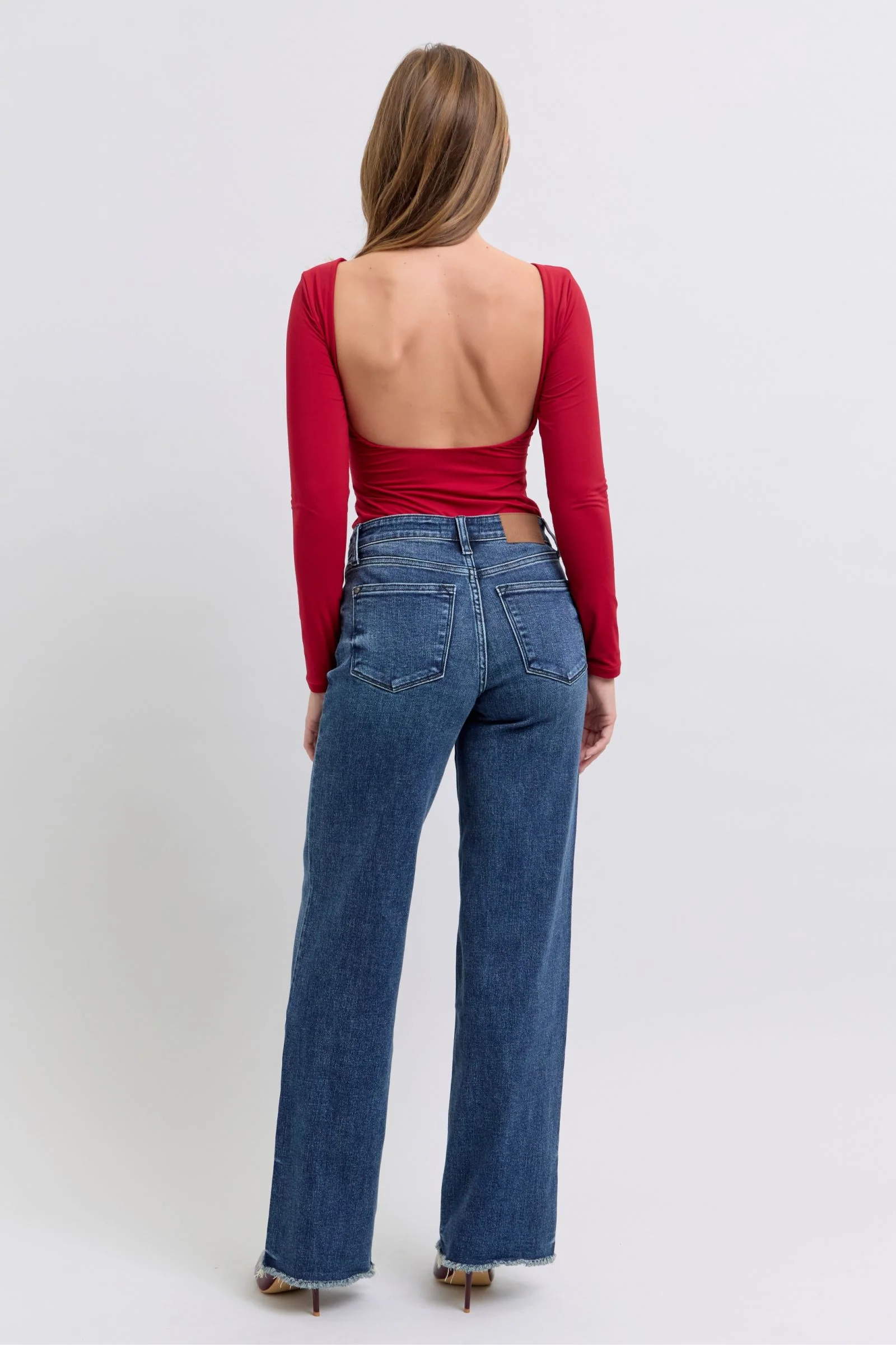 Blue Full Size Raw Hem Mid Rise Jeans