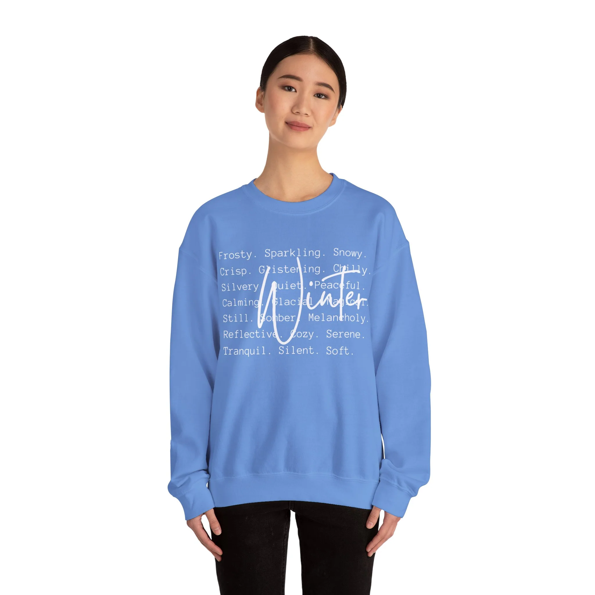 Winter White Script on Gildan Unisex Heavy Blend? Crewneck Sweatshirt