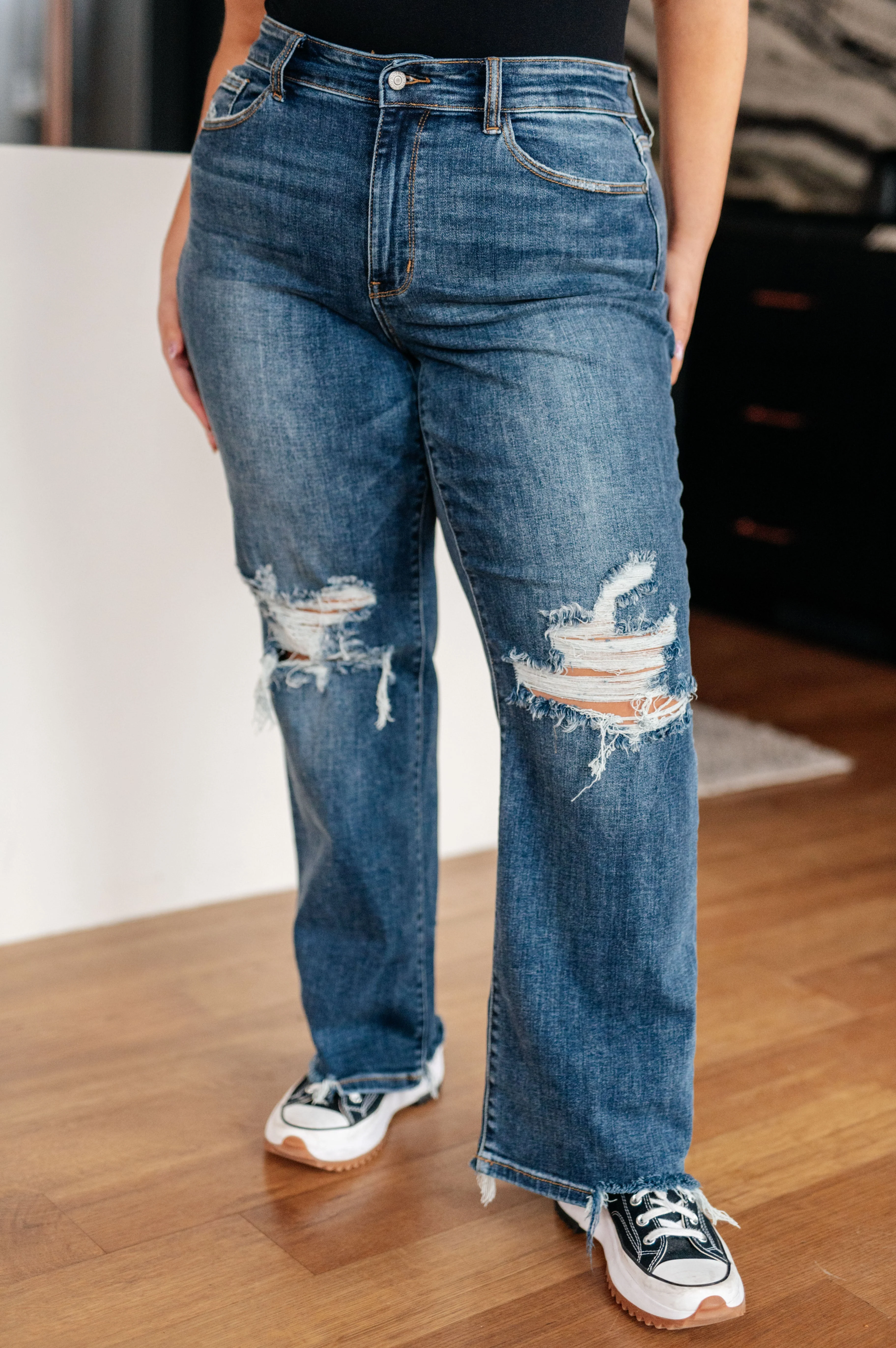 Blue Rose High Rise 90's Straight Jeans in Dark Wash