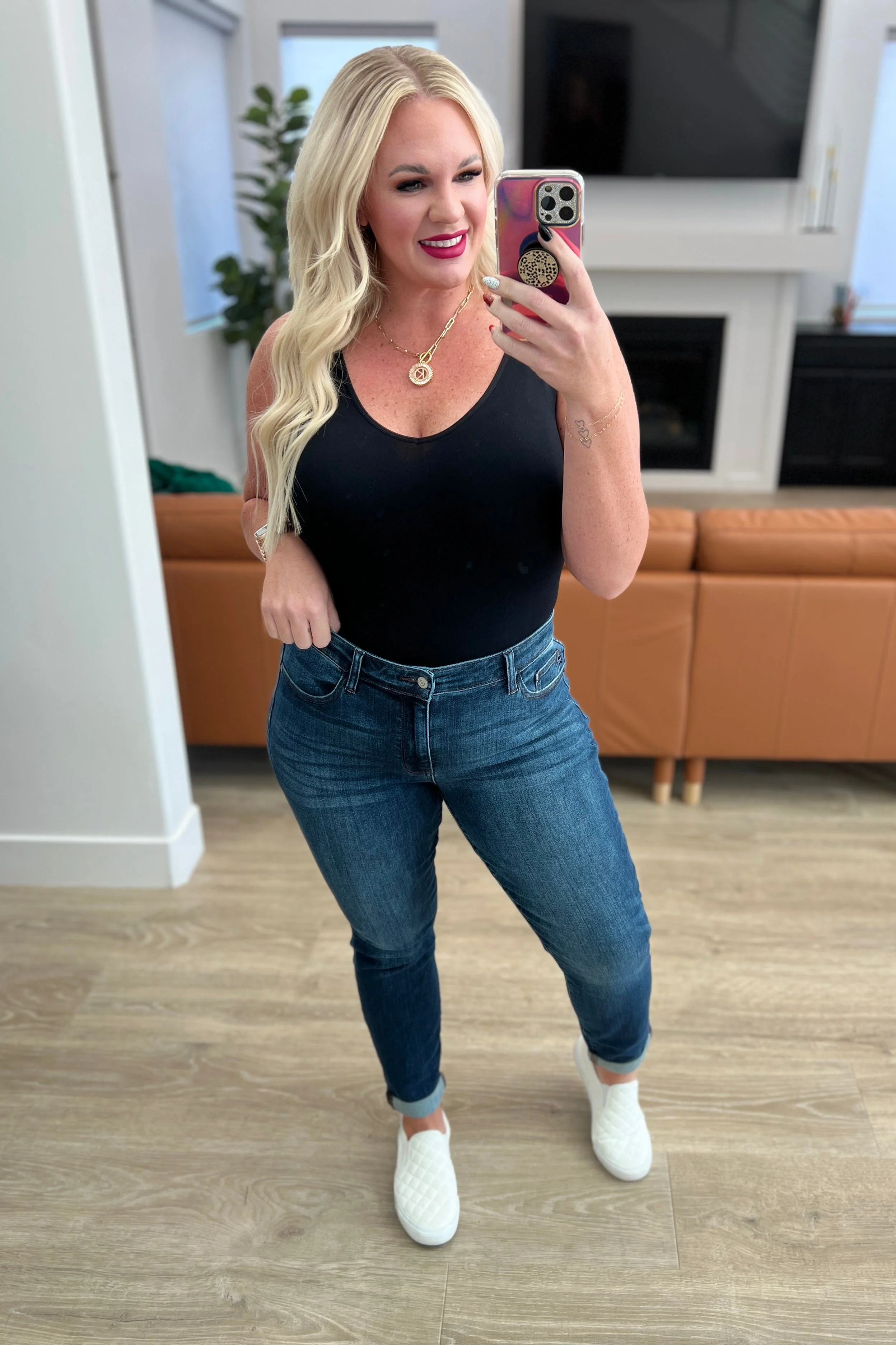 Mid Rise Cuffed Slim Fit Jeans