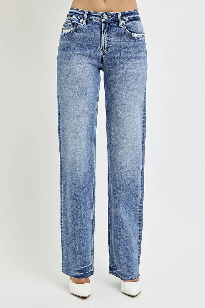 Full Size High Rise Straight Leg Jeans with Pockets