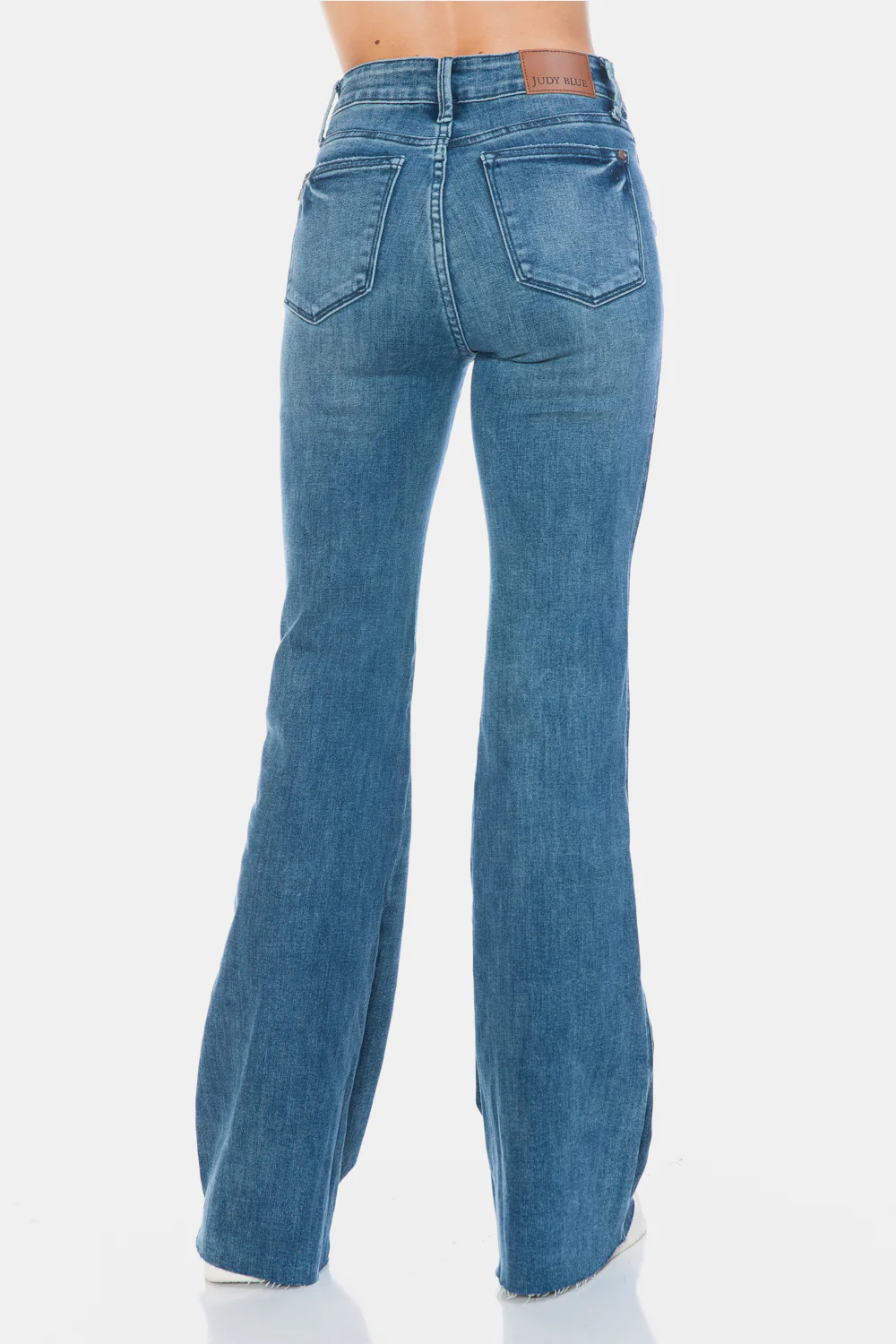 Blue Full Size Tummy Control Cut Hem Flare Jeans