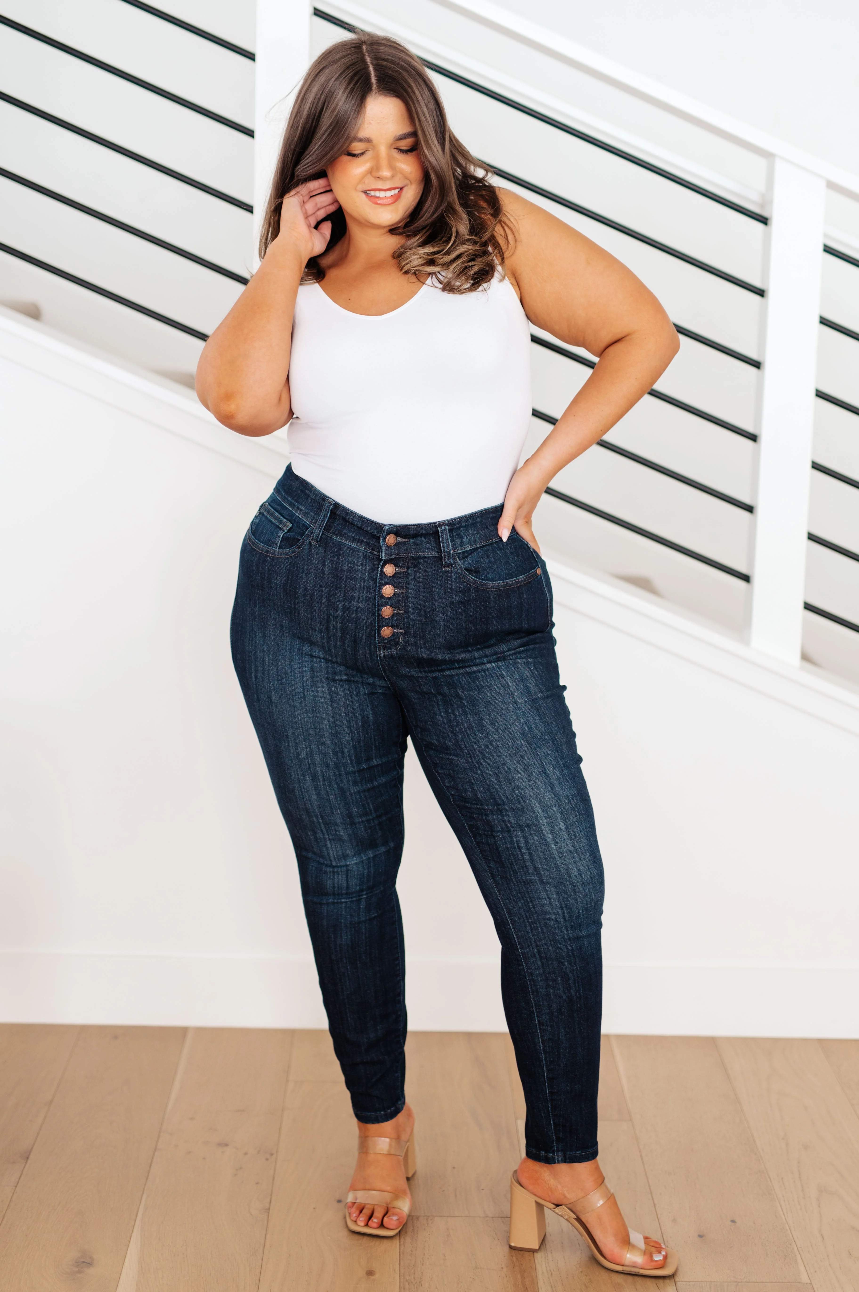 Blue Celecia High Waist Hand Sanded Resin Skinny Jeans