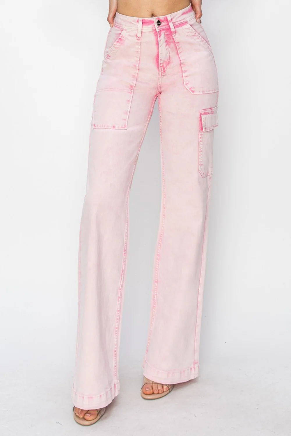 Full Size High Rise Wide Leg Cargo Pocket Jeans