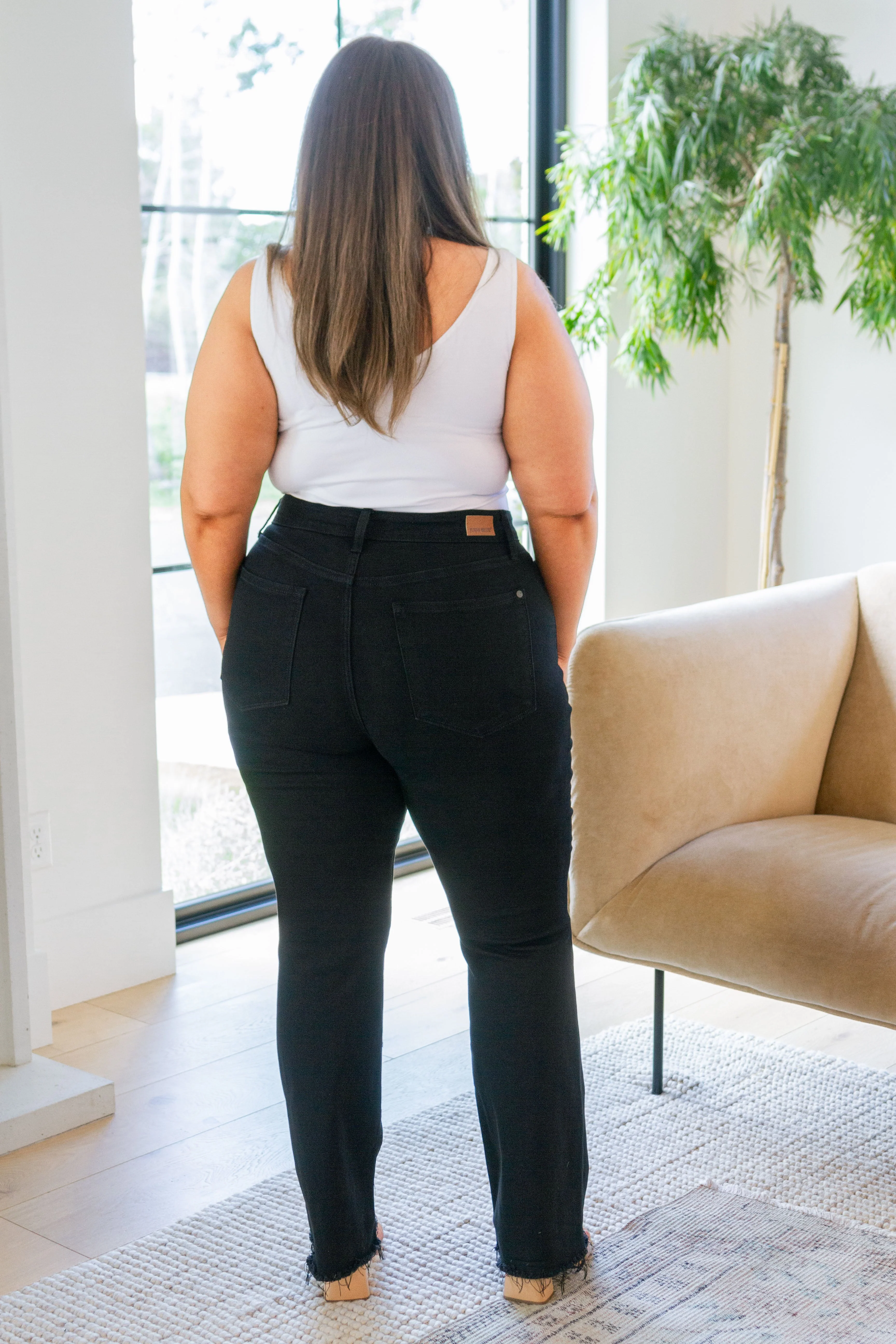 Blue Harriet High Rise Button Fly Bootcut Jeans in Black