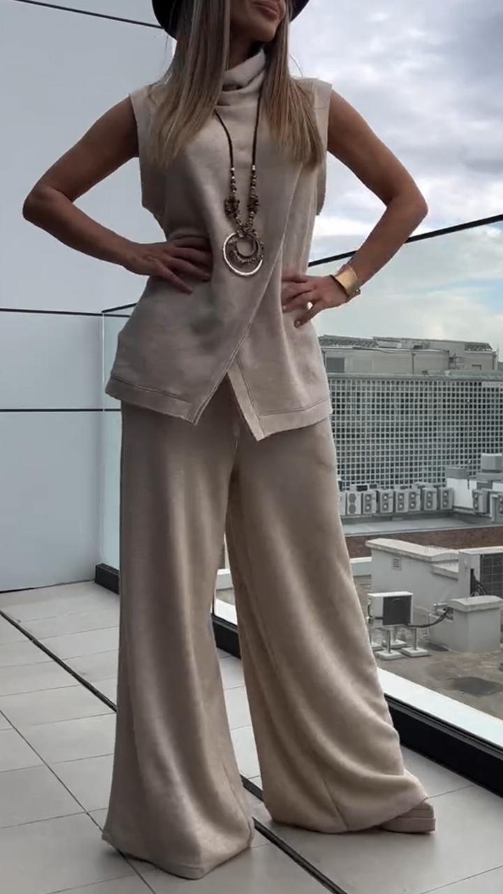 Women's High Collar Cotton Casual Suit