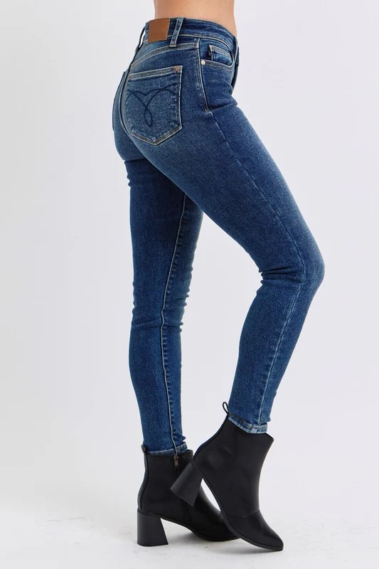 Blue Full Size Mid-Rise Waist Skinny Jeans with Pockets
