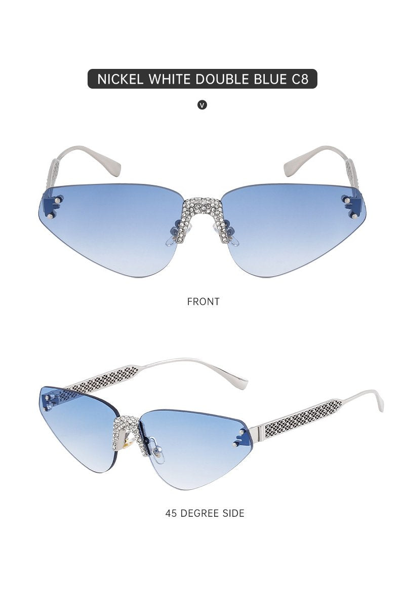 Women's Fashionable Frameless Sunglasses with Diamonds