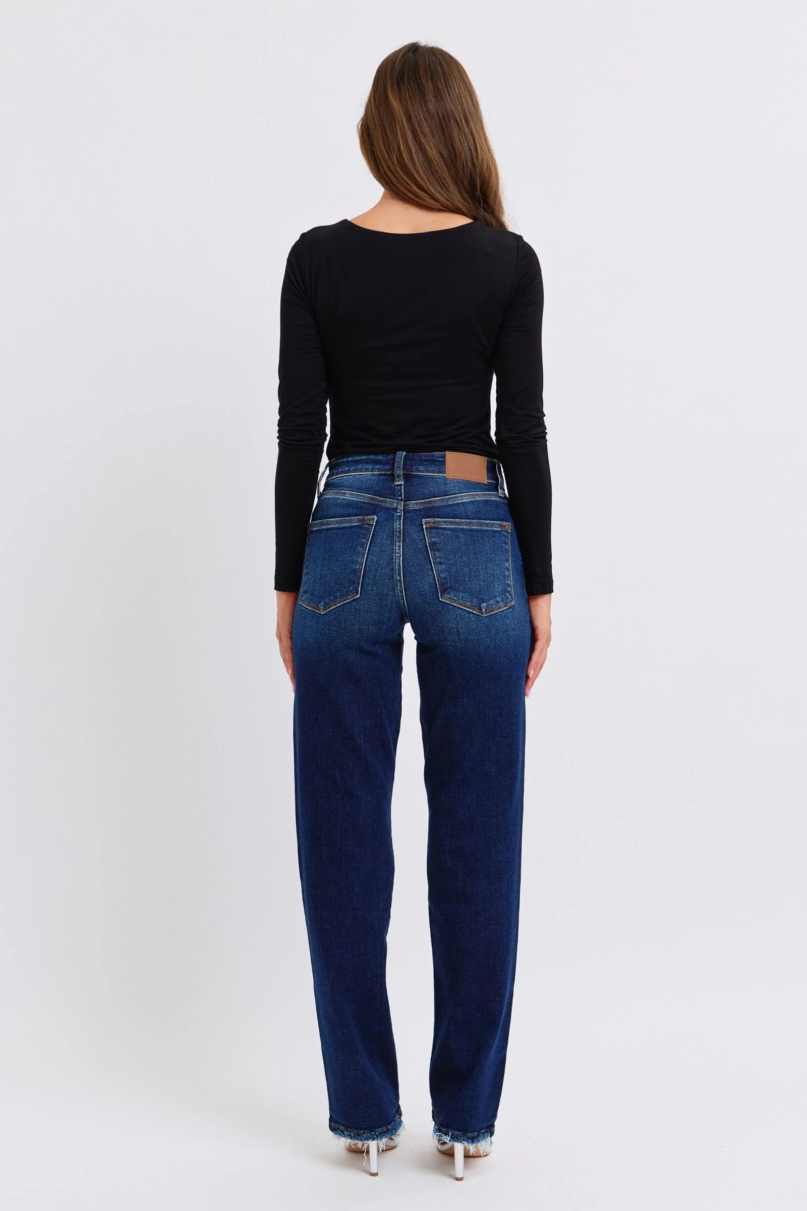 Blue Full Size Raw Hem Straight Leg Jeans