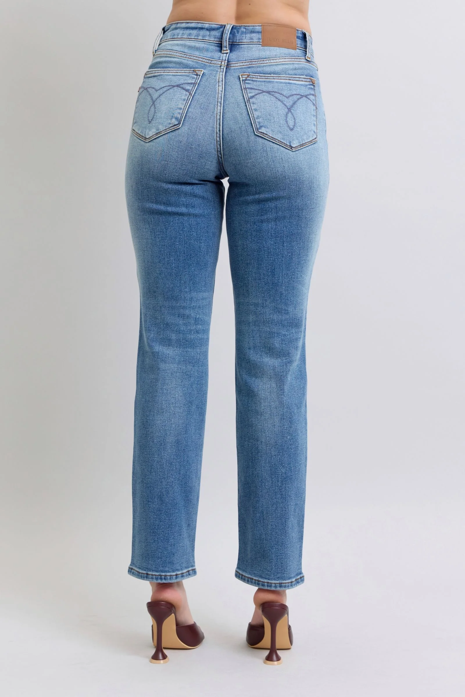 Blue Full Size Wash Thermal Straight Jeans with Pockets