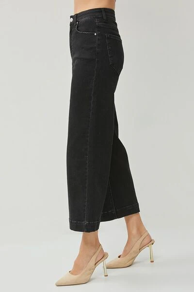 High Rise Wide Leg Ankle Jeans