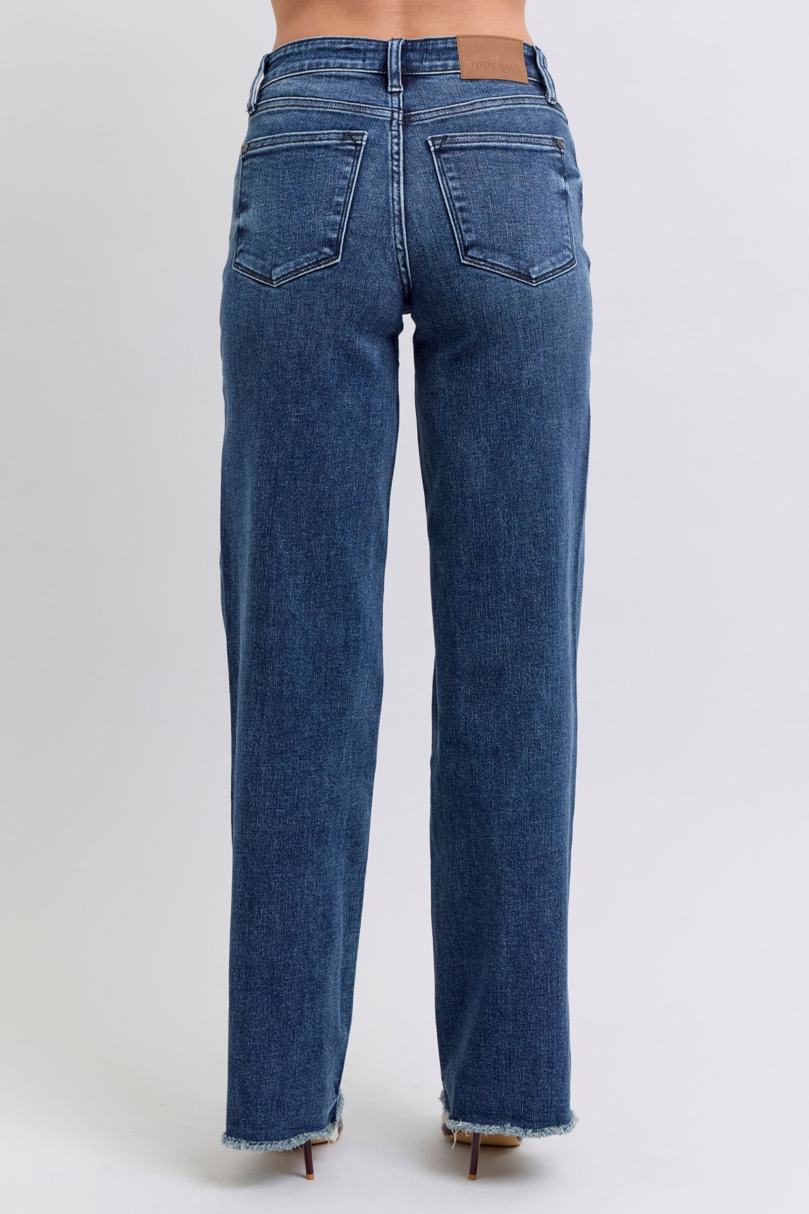Blue Full Size Raw Hem Mid Rise Jeans