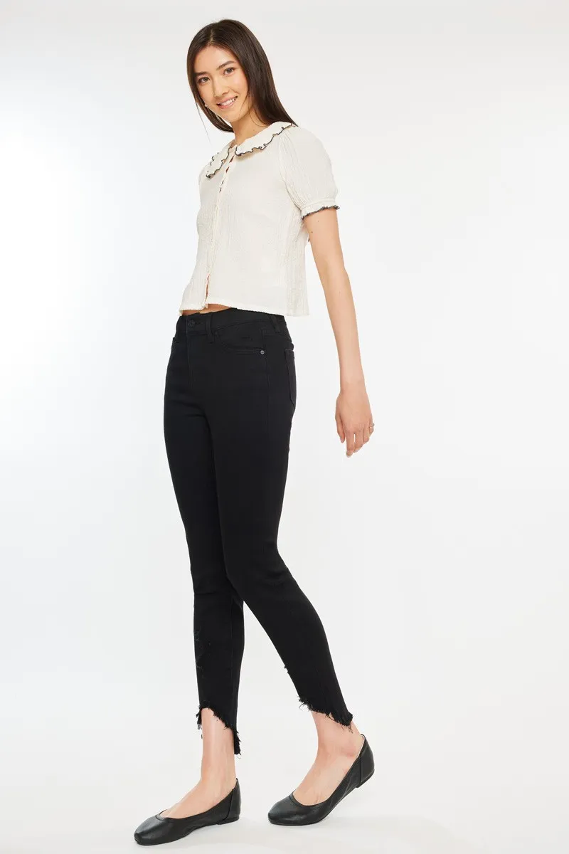 High Rise Black Ankle Skinny Jeans