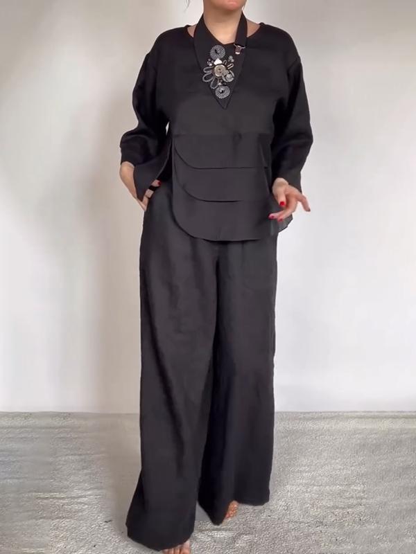 Women Stylish Plain Satin Three-pieces Set