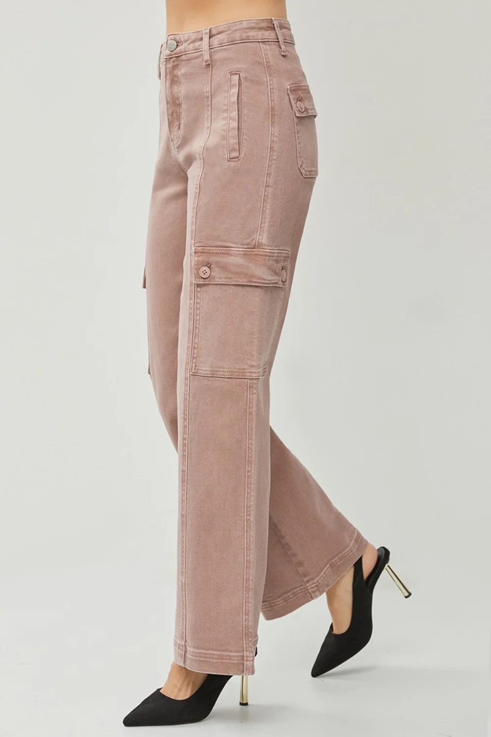 Full Size High Rise Wide Leg Cargo Jeans