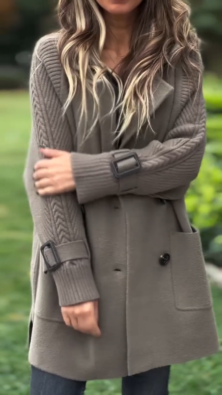 Ladies Collar Splicing Temperament Casual Coat