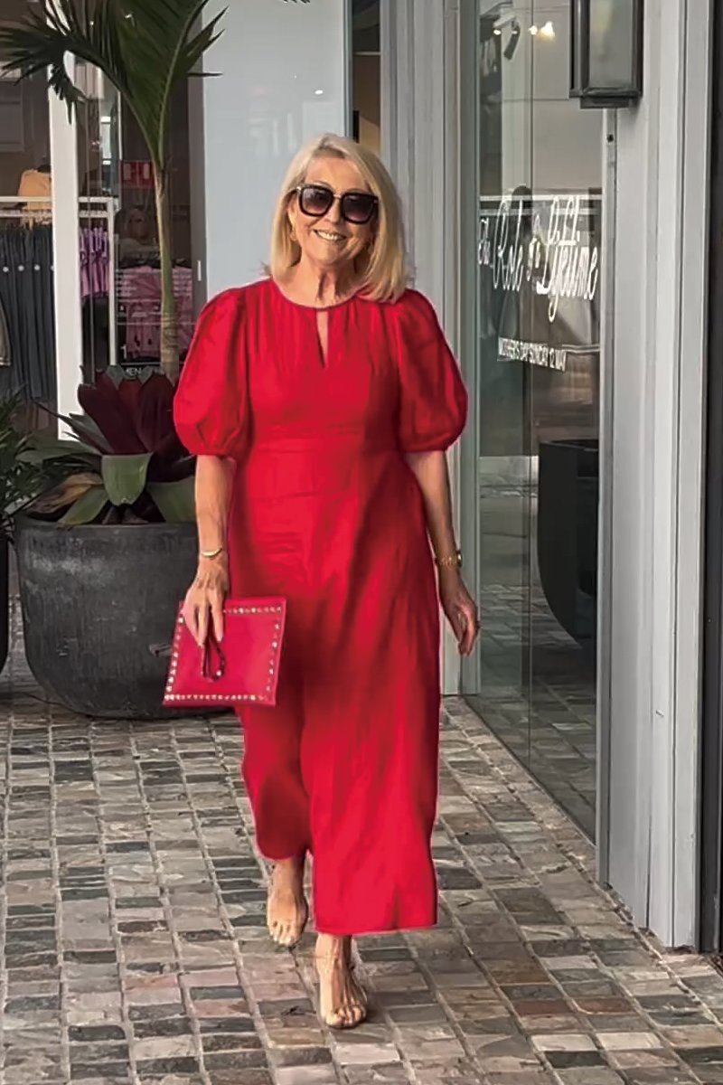 Women Summer Formal Linen Dress Solid color cotton and linen dress