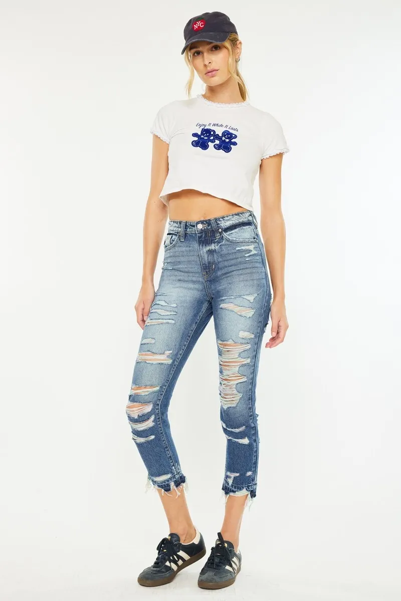 Distressed High Rise Skinny Jeans
