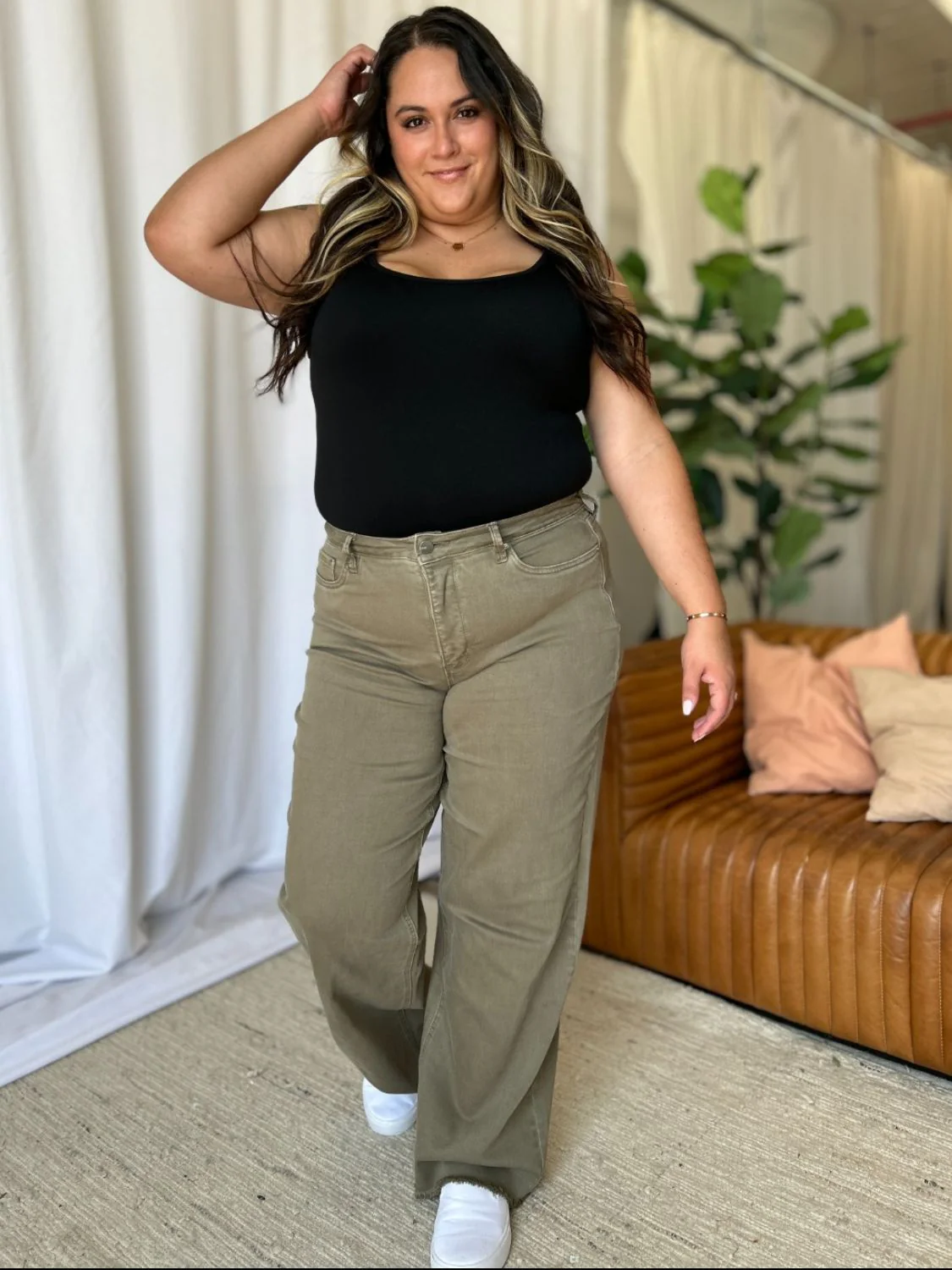 Full Size High Rise Garment Dye Wide Leg  Jeans